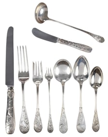 Tiffany Audubon Sterling Flatware, 93 Pieces