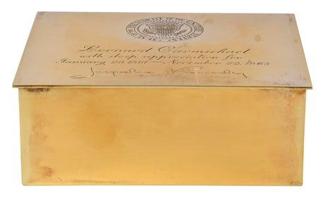 Jacqueline Kennedy Tiffany Gilt Sterling Presentation Box to Leonard Carmichael
