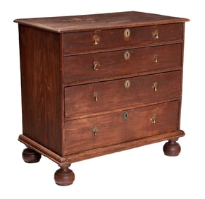 Fine American William and Mary Four Drawer Chest