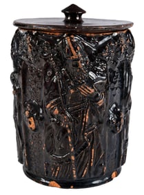 Rare Shenandoah Valley Redware Jar and Lid, Attributed to Daniel Reichard