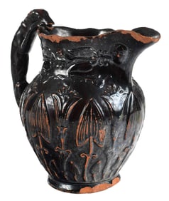 Rare Nathaniel Sellers Molded Redware Pitcher with Hound Handle