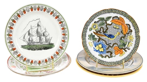 Six English Ceramic Plates, Two for American Market
