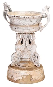 J.W. Fiske Style Cast Iron Crane Planter