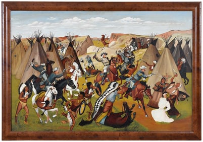 Naive Painting of Buffalo Bill Cody, Tillou Provenance