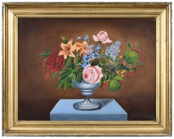 Folk Art Vase of Flowers