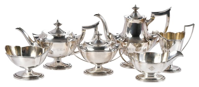 Six Pieces Gorham Plymouth Sterling Hollowware, Two with USMA insignia