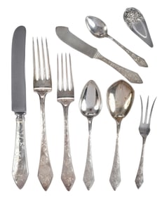 Durgin Chatham Engraved No. 6 Sterling Flatware, Service for 12, 116 Pieces