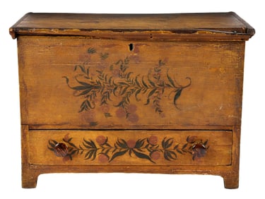 Folk Art Paint Decorated Tabletop Chest