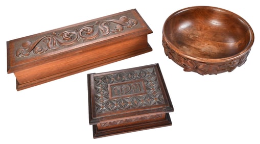 Three Biltmore Industries Carved Table Objects