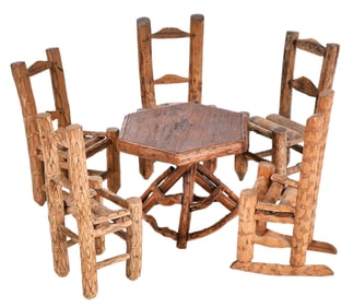 Six Pieces of Western North Carolina Miniature Folk Art Twig Furniture