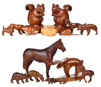 15 Brasstown Carved Wood Animals