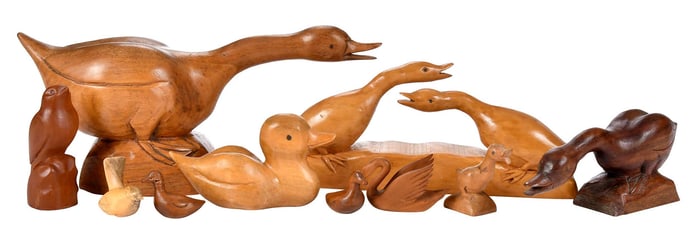 Ten Brasstown Carved Wood Birds