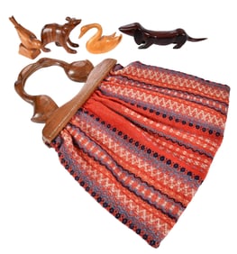 Five Brasstown Carved Wood Animalistic Objects