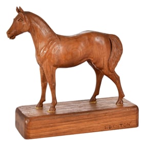 Ivan Denton Carved Wood Horse, with The Art of I. Denton