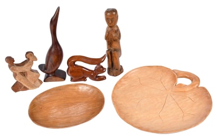 Six Appalachian Carved Wood Objects, Various Artists