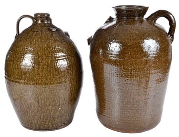 Two Large Catawba Valley North Carolina Stoneware Vessels