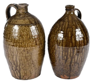Two Ritchie Family Catawba Valley North Carolina Stoneware Jugs