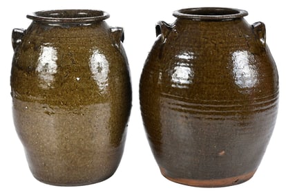 Two Catawba Valley North Carolina Stoneware Storage Jars