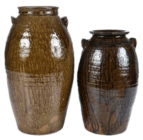 Two Catawba Valley North Carolina Stoneware Vessels