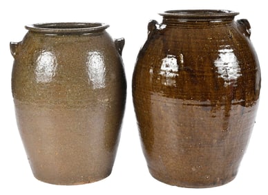 Two Catawba Valley North Carolina Stoneware Storage Vessels