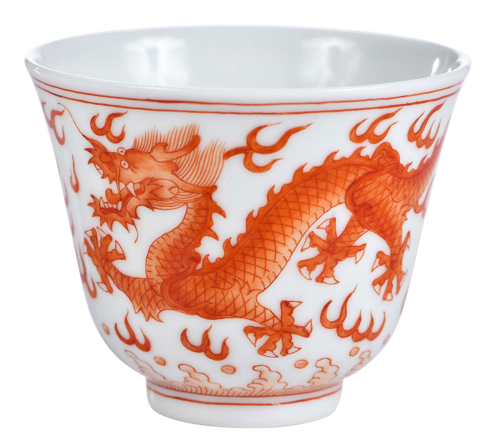 Chinese Porcelain Iron Red Dragon Wine Cup