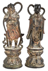 Two Chinese Painted Metal Figures