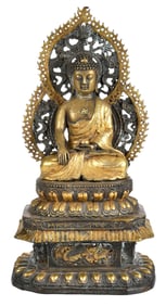 Asian Bronze Seated Buddha Sculpture