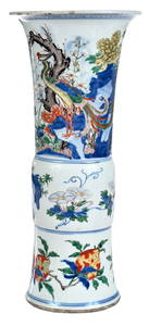 Chinese Porcelain Wucai Phoenix Gu Vase