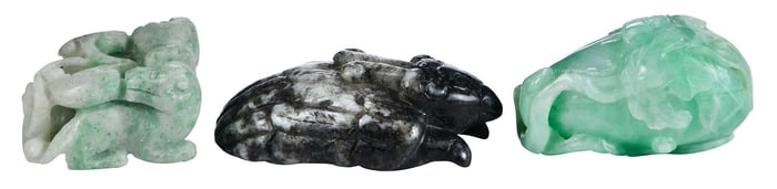 Three Chinese Carved Mottled Jade Objects