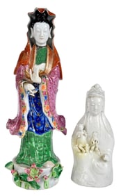 Two Asian Porcelain Guanyin Figures