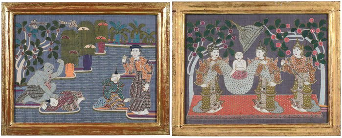 Two Framed Chinese Embroidery Panels