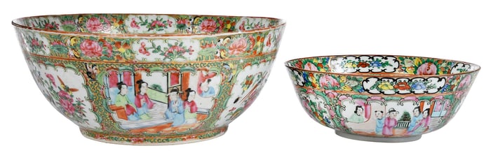 Two Chinese Export Canton Famille Rose Porcelain Bowls