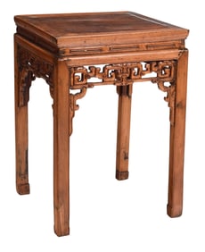 Ming Style Carved Wood Pedestal Table with Decorative Openwork Skirts