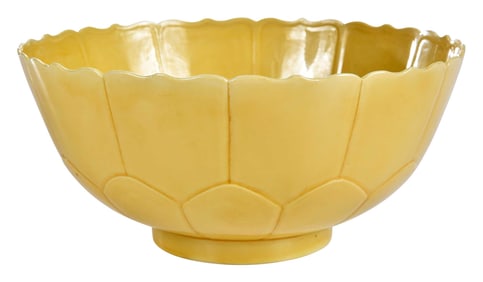 Chinese Yellow Glazed Porcelain Lotus Bowl