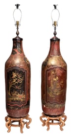 Pair of Monumental Japanese Porcelain Floor Vases Mounted as Lamps