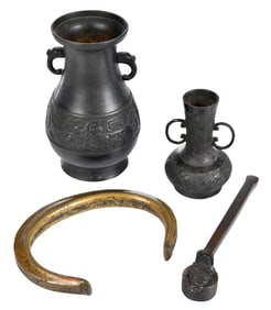 Four Asian Bronze and Metal Objects