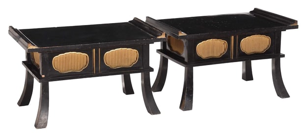 Pair of Japanese Black Lacquer and Gilt Sutra Desks