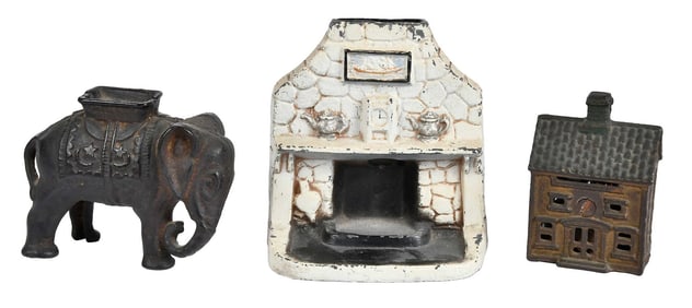 Three Cast Iron Banks