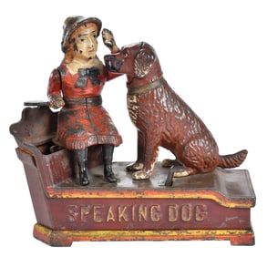 Cast Iron Mechanical Bank "Speaking Dog"