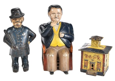 Three Various Cast Iron Banks