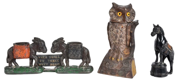 Three Various Cast Iron Banks