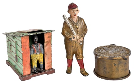 Three Various Cast Iron Banks