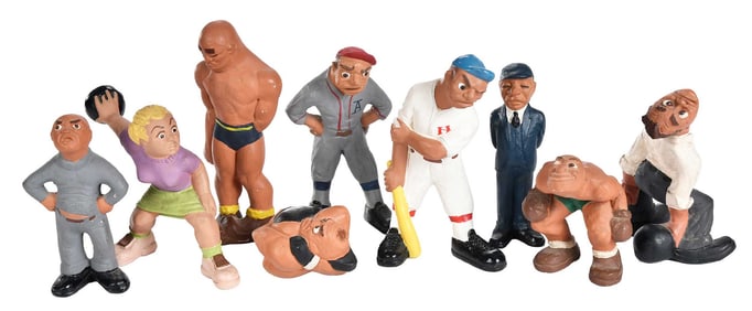 Nine Rittgers Chalkware Sports Figures