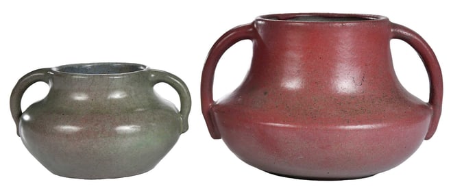 Two Pisgah Forest Pottery Doubled Handled Vases