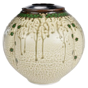 Tom Turner Pottery Vase with Green Glaze Accents