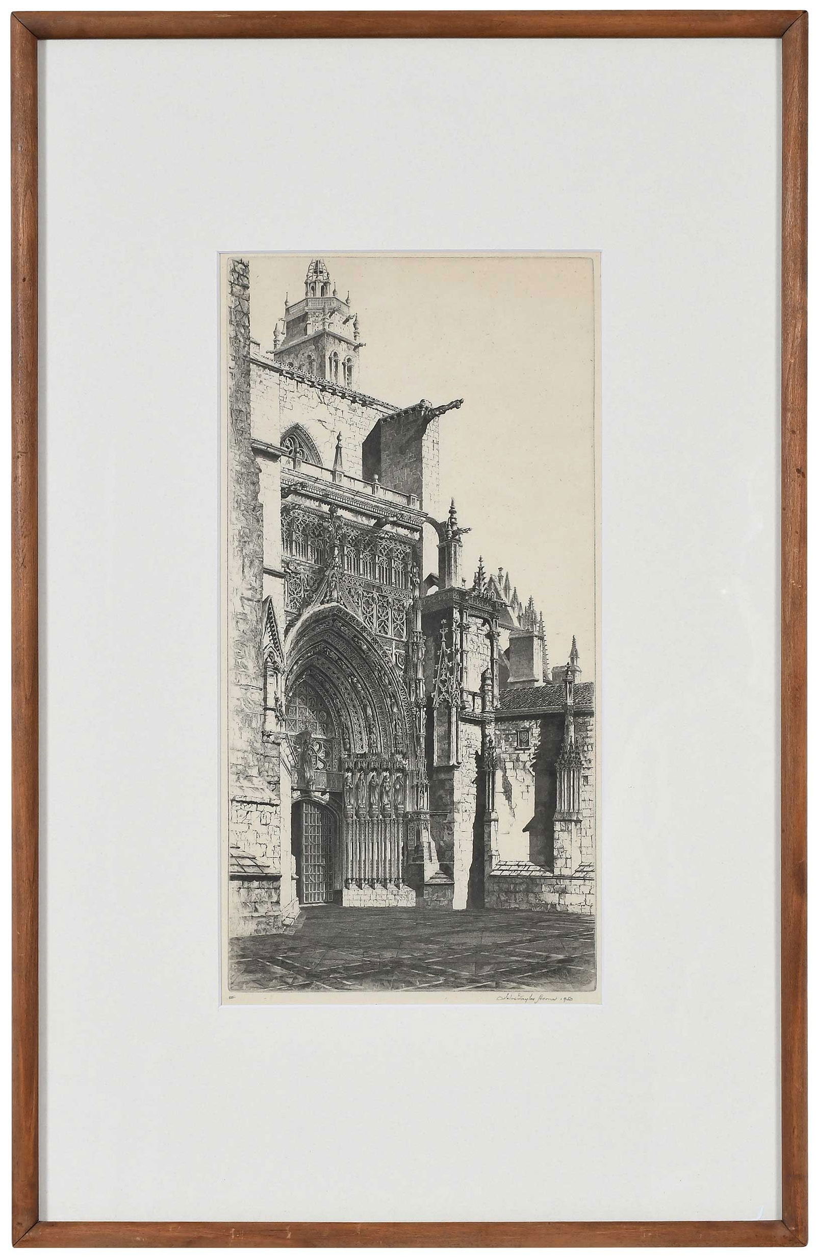 John Taylor Arms, Spanish Profile, Palencia: (American, 1887-1953) The Doorway of the Bishop, Palencia Cathedral, South Portal, edition of 308, state III, 1950, #15 of Spanish Church Series, signed and dated in pencil lower right "John Taylor Ar