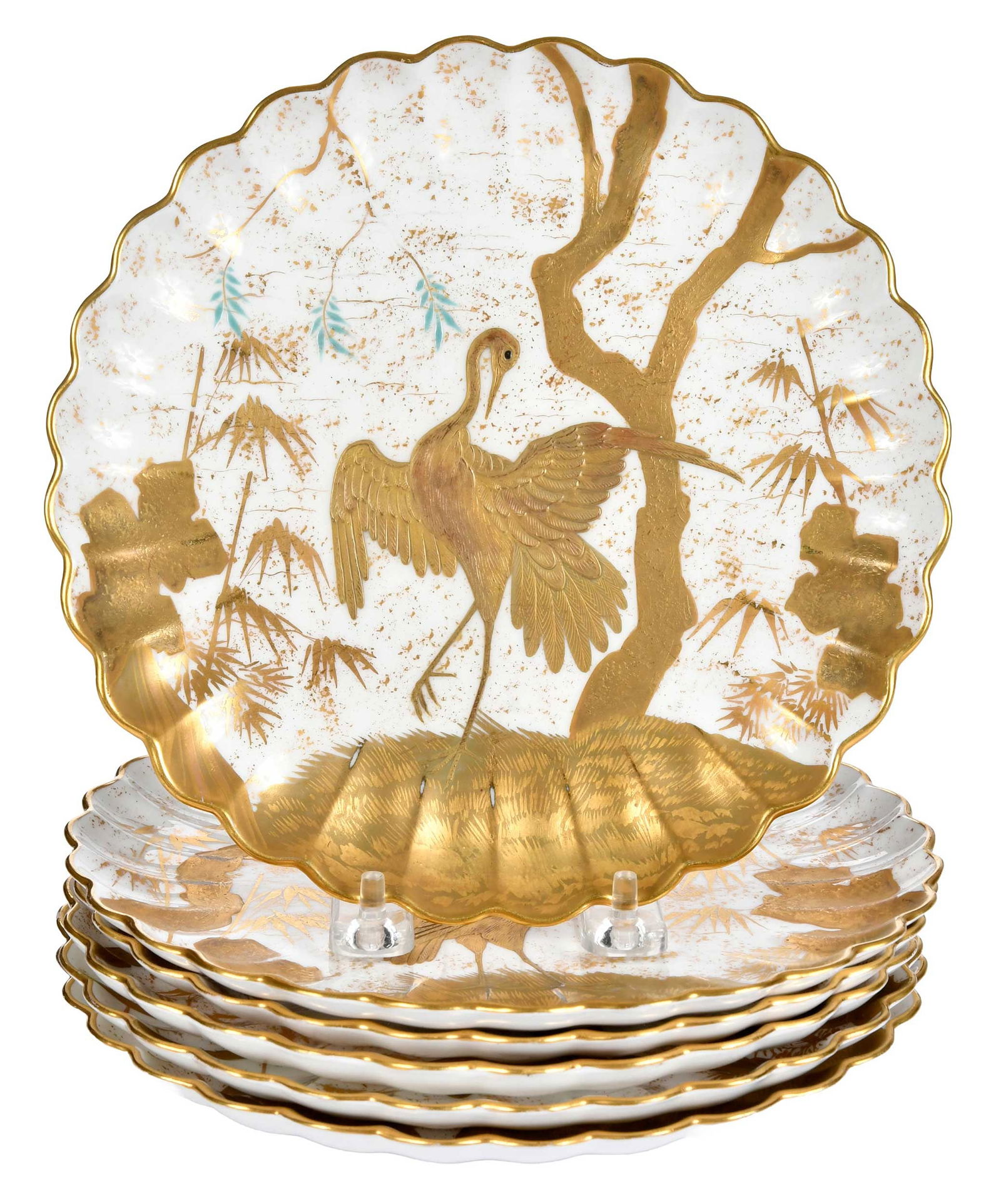 Six Spode Hand Painted and Gilt Porcelain Bird Cabinet Plates (1 of 7)