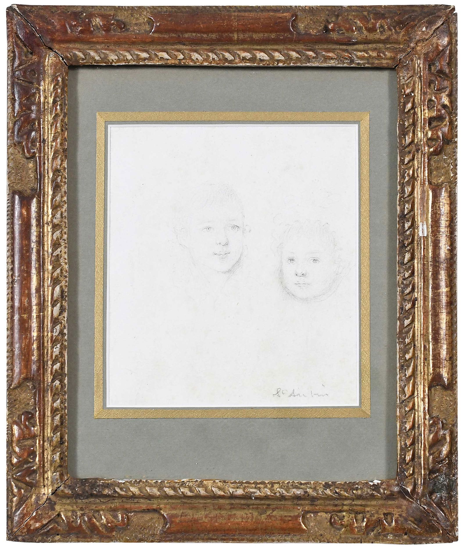 Attributed to Gabriel Jacques de Saint-Aubin, Head Studies (1 of 4)