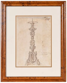 Italian School Two-Sided Drawing, 16th Century Pricket Stick