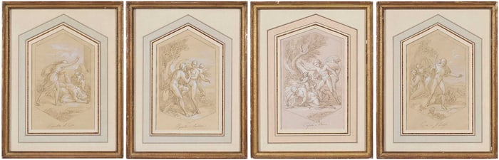 Four Italian School Drawings, Greek Mythological Couples